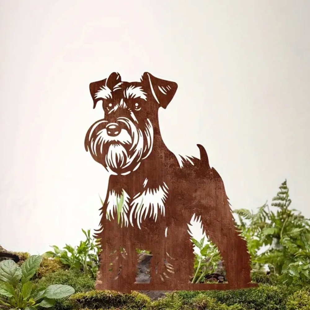 Metal Rustic Brown Dog Garden Decor NWT